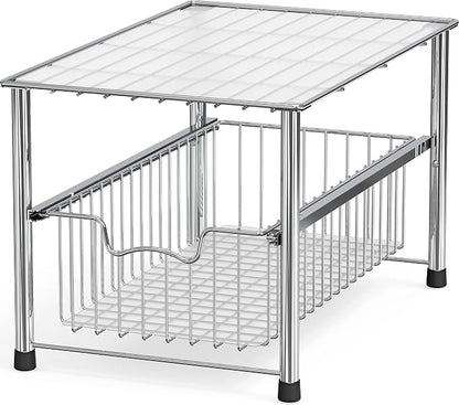 Simple Houseware Chrome Metal Stackable Storage Rack, 16.75 in L x 10.8 in W x by SimpleHouseware