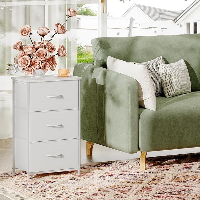 Somdot Small Dresser for Bedroom, 3 Drawer Storage Cabinet, Steel Frame and Mdf - Image 4