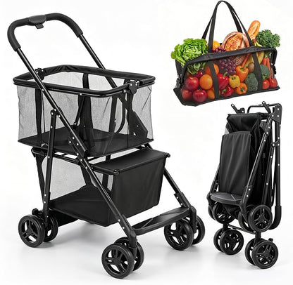 Super Deal Folding Shopping Cart by Superdeal
