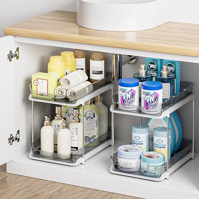 Delamu 2-Tier Multi-Purpose Bathroom Under Sink Organizers and Storage - Image 5