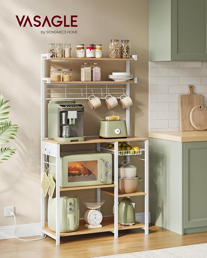 VASAGLE Bakers Rack with Power Outlet, 35.4 Inches Microwave Stand, Coffee Bar - Image 2