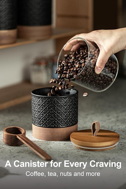 Miamolo Ceramic Jars with Lid, Small Coffee Canister with Lid, Kitchen Food - Image 2