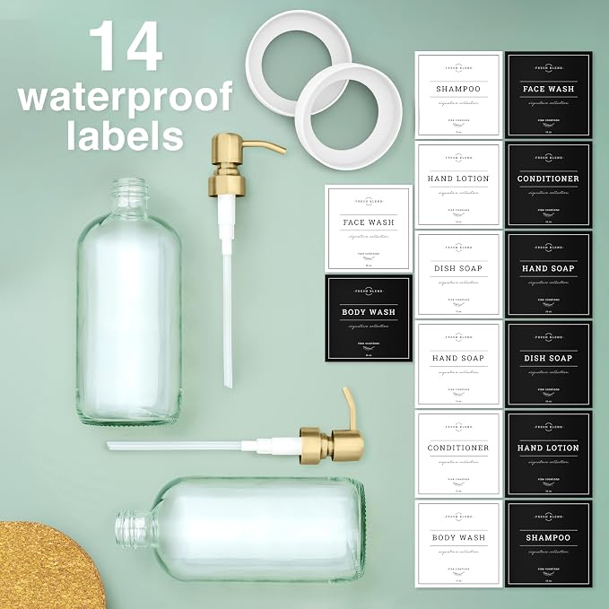 Vine Creations Clear Glass Soap Dispenser, 2 Pack Kitchen Soap Dispenser Set - Image 4