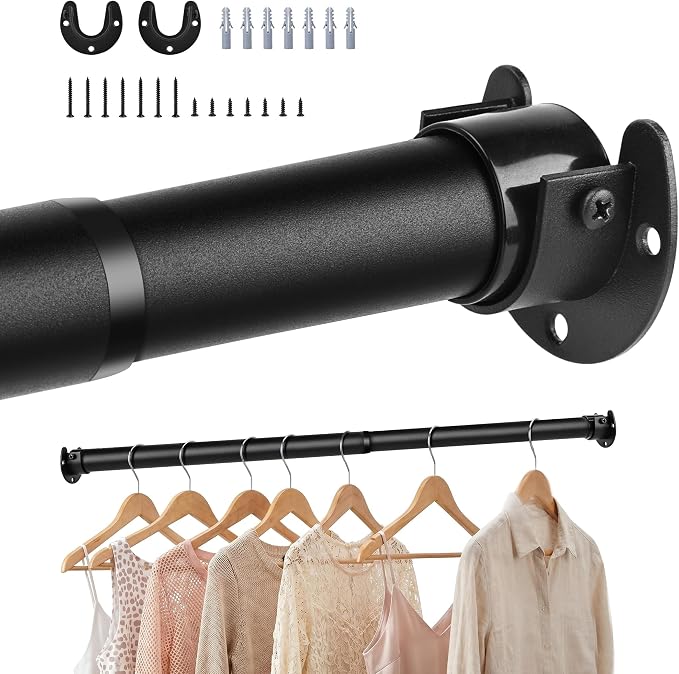 Adjustable Closet Rod for Hanging Clothes, 17-39inch Heavy Duty Metal tension by Unknown