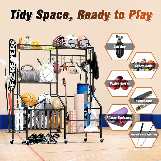 Sports Equipment Organizer, Heavy Duty Golf Bags Stand, Extra Large Ball - Image 3