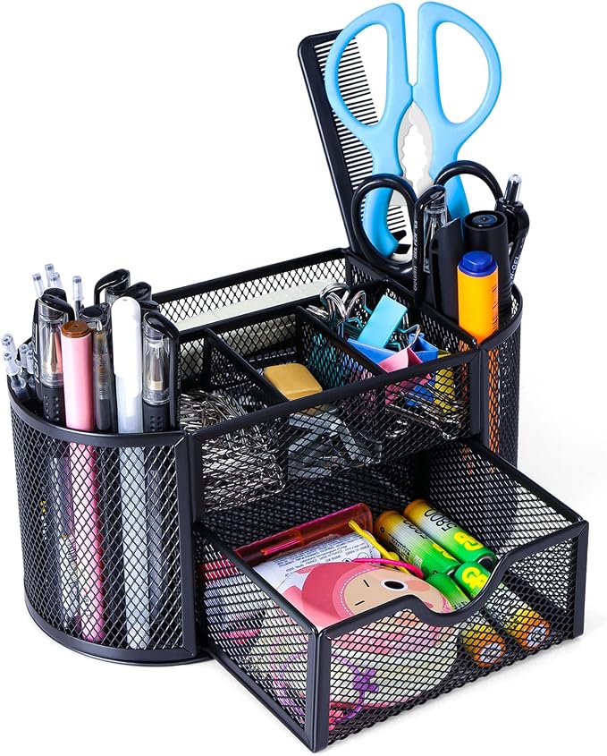 Black Mesh Pen Holder Desk Organizer Cute Office Supplies Pencil and Marker by Byjoph