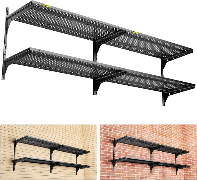 2-Pack×2 Tier 1.3x3ft Garage Shelving Wall Mounted, 15.6x36inch per Shelf by Unknown