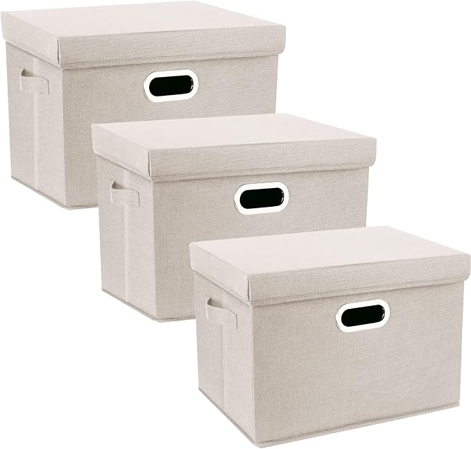 TYEERS Large Storage Bins with Lids, Collapsible, Fabric Storage Boxes by StorageOrganization