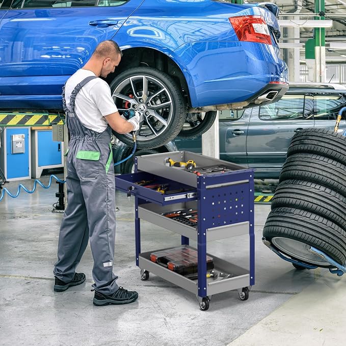 3 Tier Rolling Tool Cart on Wheels, 550 LBS Tool Cart - Image 2