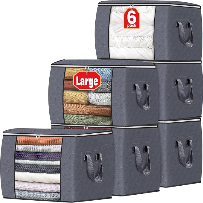 Fab totes 24 Gallons Clothes Storage, Foldable Thick Fabric Blanket Storage Bags by Fabtotes
