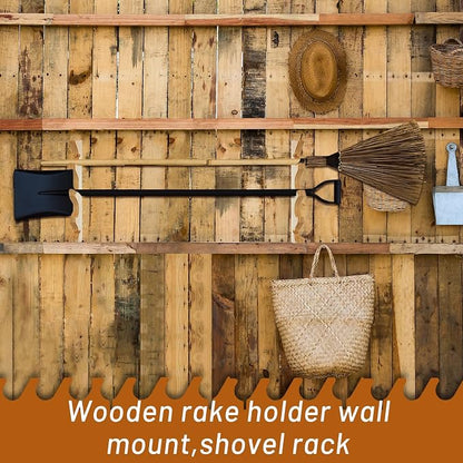 Beeveer 2 Pairs Pine Wood Garden Tool Organizer Wall Mount Garage Shed Yard - Image 6