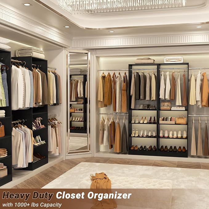 Homieasy Closet System, 4.5-11.5 Ft Expandable Closet Organizer, Walk-in Wood - Image 6