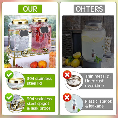 Lallisa 3 Pcs 2 Gallon Glass Drink Dispenser - Image 4