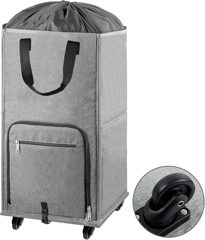 Laundry Hamper with Wheels, Bukere Large Rolling Laundry Basket with 4 Casters by Bukere
