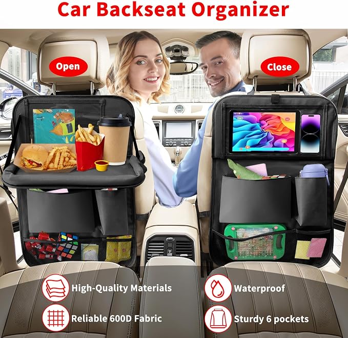 Car Backseat Organizer with Tablet Holder, 6 Storage Pockets Seat Back - Image 5