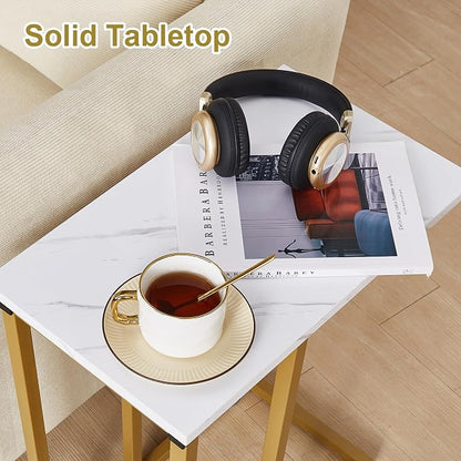 VECELO C Shaped End Side Table for Sofa Couch and Bed Snack TV Tray for Living - Image 4