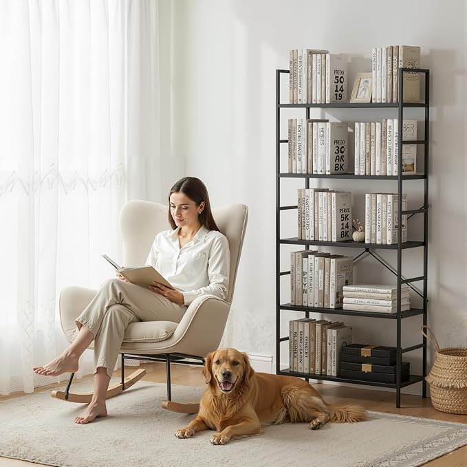 HealSmart 5 Tier Bookshelf, Free Standing Book Shelf Home Office Bookcase Shelf - Image 2