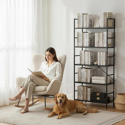 HealSmart 5 Tier Bookshelf, Free Standing Book Shelf Home Office Bookcase Shelf - Image 2