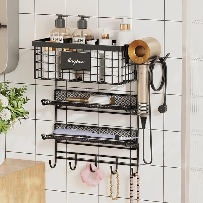 Hair Dryer Holder Wall Mounted, Adheisve Hair Styling Tool Organizer by COMFORTYOURHOME