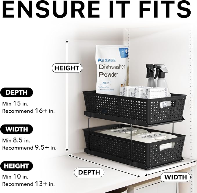 Simple Houseware 2 Tier Bathroom Organizer Tray Pull-Out Sliding Drawer - Image 6