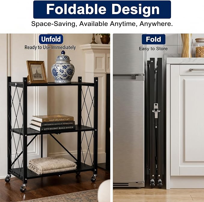 3-Tier Foldable Storage Shelves - Image 6