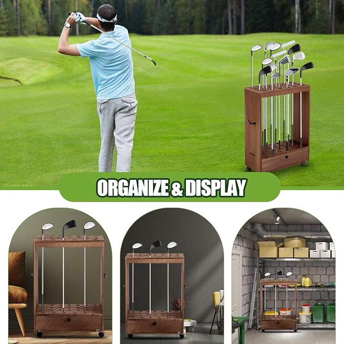 27 Hole Golf Club Stand Holder Wooden Golf Club Organizer Putter Display Rack - Image 7