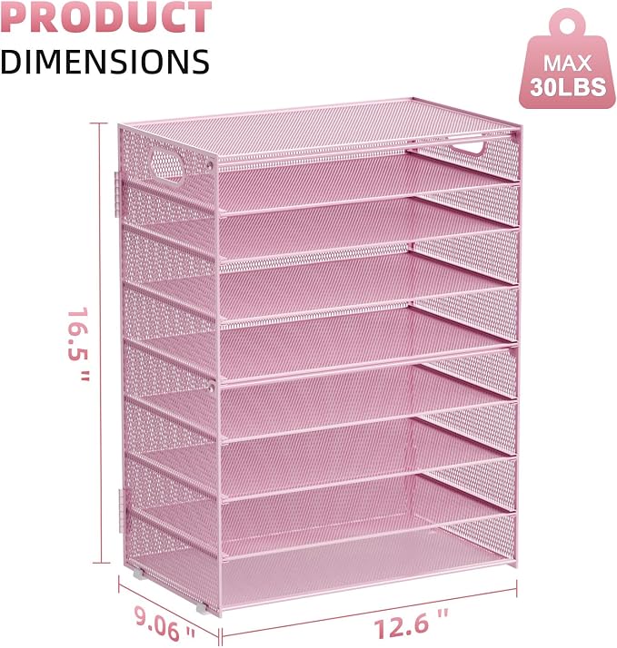 Marbrasse Paper Organizer Letter Tray, 9 Tier Mesh File Organizer - Image 5