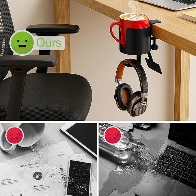MYITYARD 3 in 1 Desk Cup Holder Clamp, Clip On Table Cup Holder - Image 6