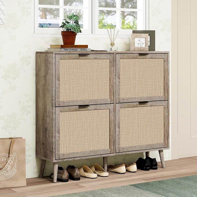 41" Wide Rattan Shoe Storage Cabinet - Image 6