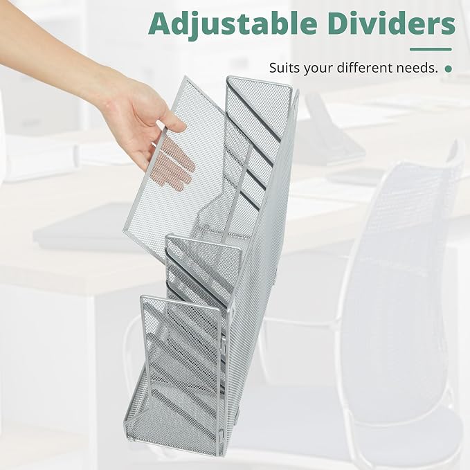 File Organizer Wall Mounted 4 Tiers Durable Adjustable Metal Vertical Hanging - Image 8