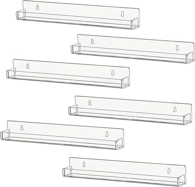 IEEK 6 PCS Acrylic Invisible Floating Bookshelf by IEEK