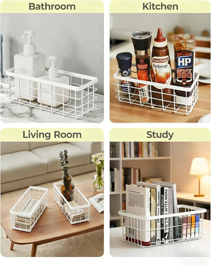 2 Pack Hanging Wire Storage Baskets, Metal Wall Organizer, Adhesive Wall - Image 9