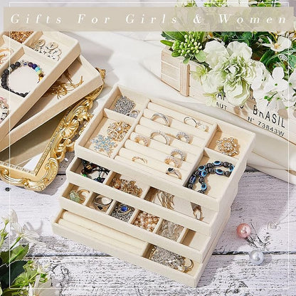 Junkin 18 Pcs Velvet Jewelry Tray, Stackable Jewelry Organizer Trays - Image 7