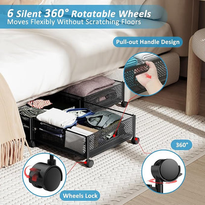 Under Bed Storage with Wheels 47.2"/57.6L Large Rolling Under Bed Storage - Image 4