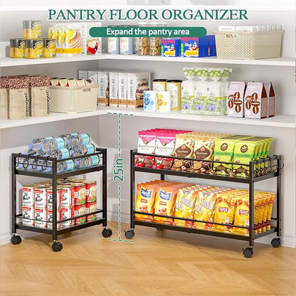 2-Tier Expandable Rolling Pantry Cart - Image 4