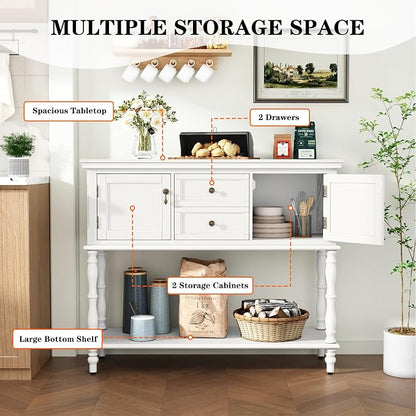 ARTPOWER Console Table with 2 Drawers, Retro Entryway Table with 2 Door - Image 3