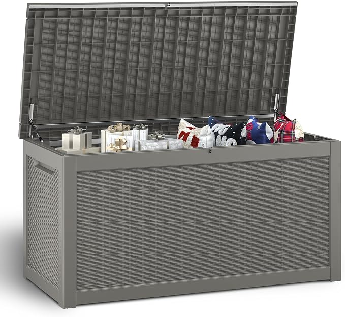 NUNU LAB 300 Gallon Outdoor Storage Box, Resin Large Sturdy Deck Box, Backyard - Image 7
