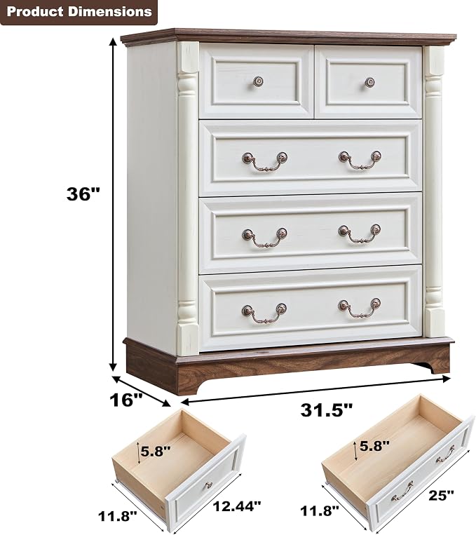 Farmhouse 5 Drawer Dresser - Image 3