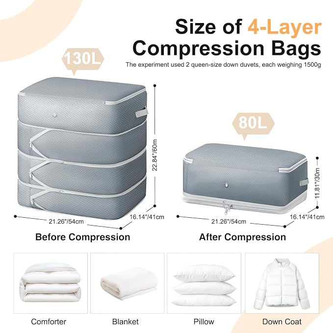 Comforter Storage Bag - 130L Large Capacity Blanket Storage Bags 4-Layer Ultra - Image 2
