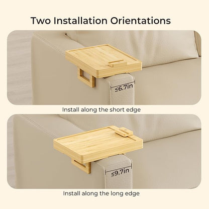 Wealone Bamboo Couch Arm Tray for Wide Couch, Sofa Arm Clip Table - Image 4