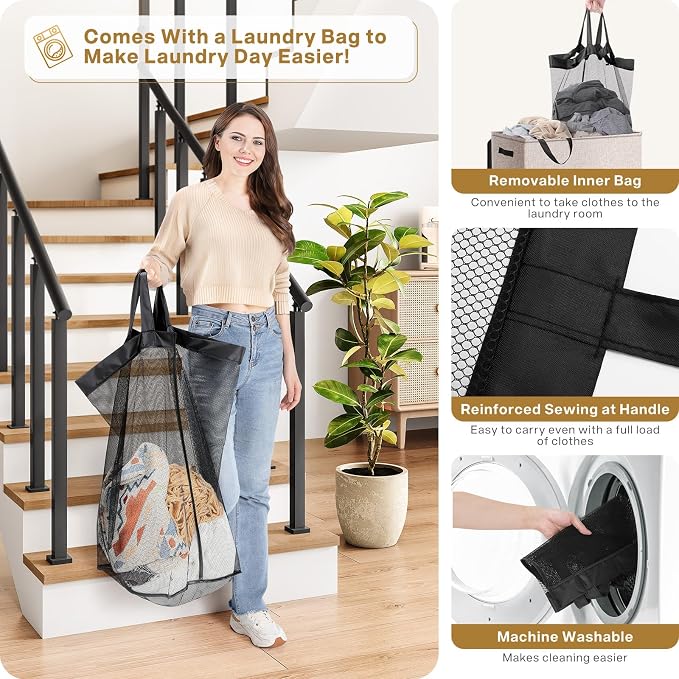 SOLEDI Large Double Laundry Hamper - Image 3