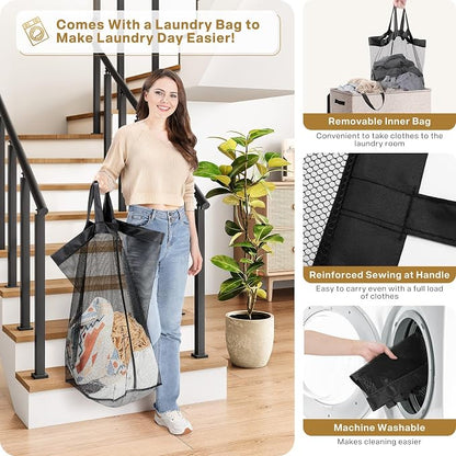 SOLEDI Large Double Laundry Hamper - Image 3