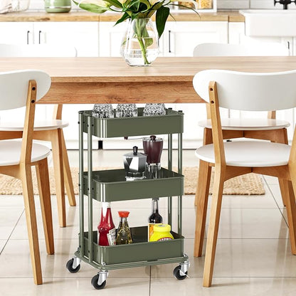Simple Houseware 3-Tier Compact Utility Rolling Cart, Low 24” Height Fits Under - Image 6