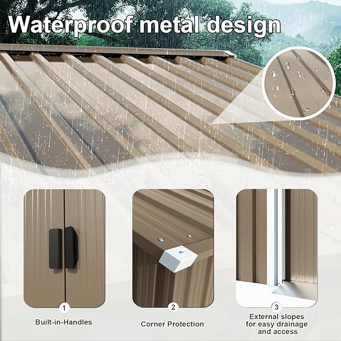 Gotland 8FT x 6FT Sheds & Outdoor Storage, Metal Shed - Image 3