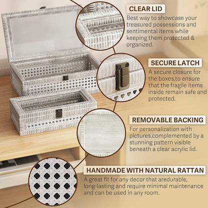 Rattan Decorative Box, Boho Display Boxes - Image 3