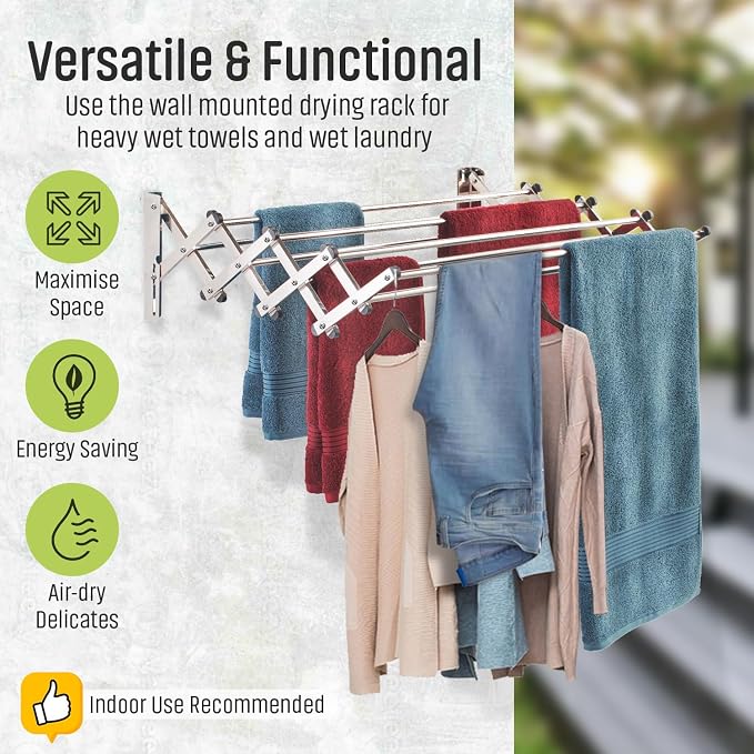 Smartsome Wall Mounted Clothes Drying Rack | Adjustable to Fit Your Space | 20 - Image 7