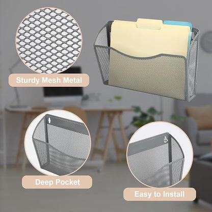 EASEPRES 3 Single Pocket Mesh Hanging File Organizer, Vertical Wall Mounted - Image 3