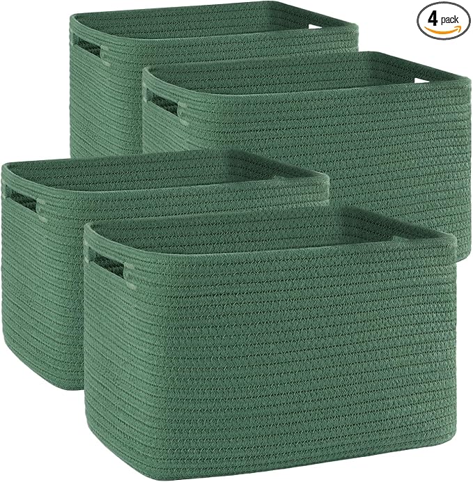 4 Pack Storage Baskets for Organizing, Woven Baskets for Shelves by SIXDOVE