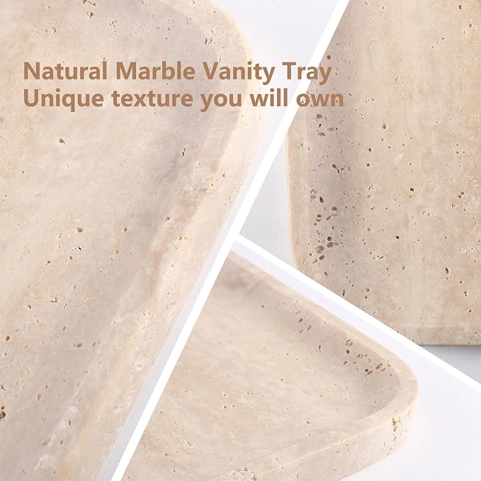 Marble Vanity Tray for Dresser Organizer, Travertine Bathroom Tray Countertop - Image 5