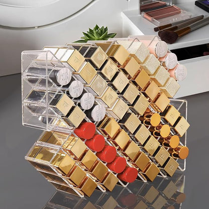 Lipstick Organizer, 28 Slots Acrylic Lip Holder, Stackable Lip Gloss Organizer - Image 6